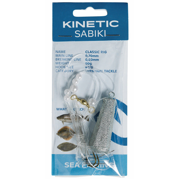 Kinetic, Sabiki Plattfischvorfach, 40g, #1/0, 0.70 mm, Perlmuttfarbene Perlen