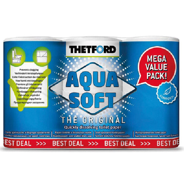 Thetford, Toilettenpapier Aqua Soft, 6 Rollen - 270 Blatt pro Rolle