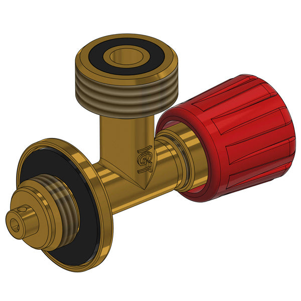 IGT, Absperrventil für Gasflaschen, M16x1,5 - KLF / G12, Messing, eingebautes Sicherheitsventil