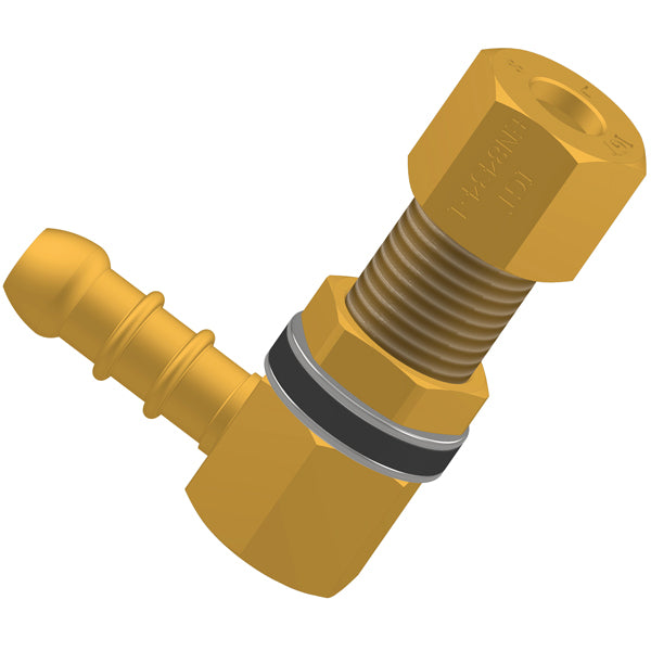 90º abgewinkelter Gasanschluss für 8 mm Rohr/Schlauch, Messing