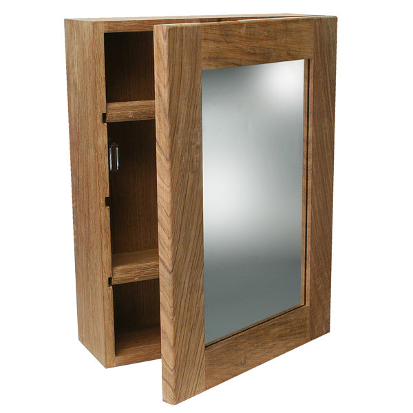 Roca, Toilettenschrank Teak mit Spiegel, 28x38x11cm