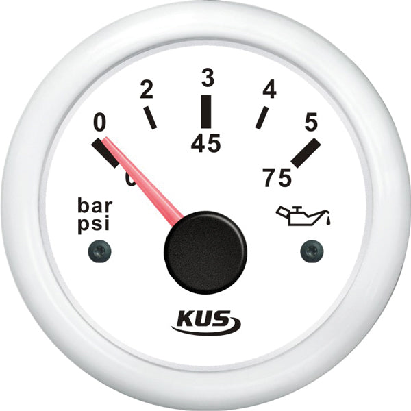 Kus, Öldruckmanometer 0-5bar, weiß, Ø 52 mm, IP67