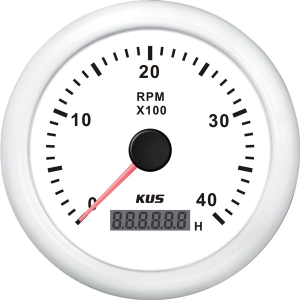 Kus, Tachometer für Benzin, Weiß, 0-4000, IP67, Ø 85 mm