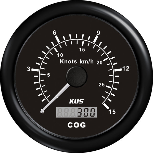 Kus, GPS Speed 0-15 Knoten, schwarz, mit 32-Kanal-Antenne, Ø 85,0 mm