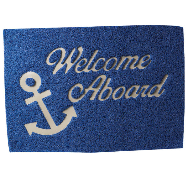 Lalizas, Matte "Welcome Aboard", 40x60 cm, Blau mit Anker und Text