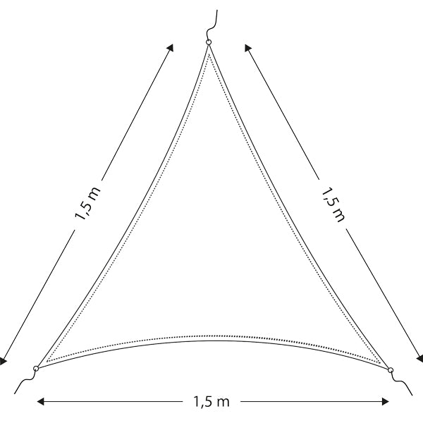 Sonnenschirm dreieckig 1,5m, 600D Polyester, Weiß