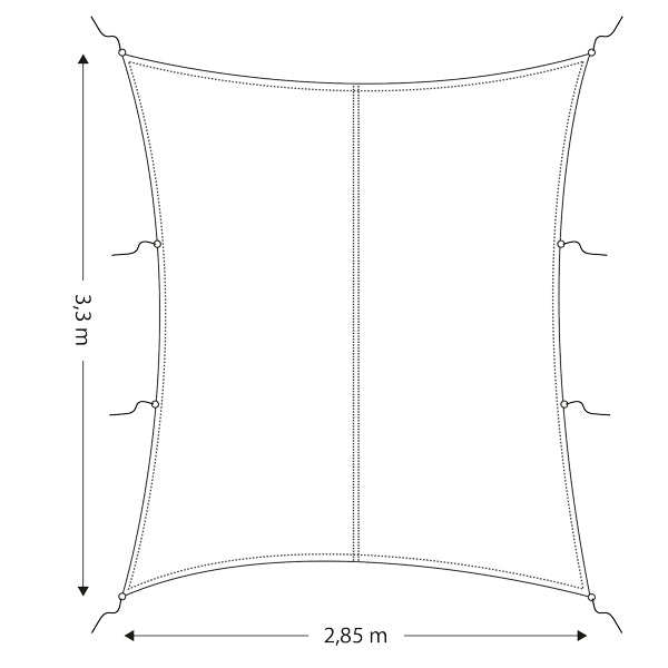 Sonnenschirm/Baldachin rechteckig 2,85 x 3,3m, 600D Polyester, Weiß, 100% wasserdicht