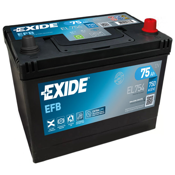 Exide, Duale EFB-Batterie, 75 A, umgekehrte Polarität, EL754