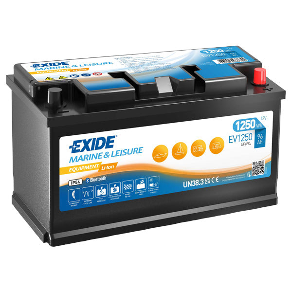 Exide, EV1250 Lithium-Akku 12,8V 96A 1250Wh, 70% Feuerzeug, Bluetooth und Heizfunktion