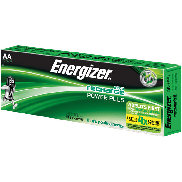 Energizer, Wiederaufladbare Power Plus Batterie AA 2000mAh, 10 Stück, Nordic Ecolabeled