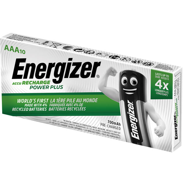 Energizer, Wiederaufladbare Power Plus AAA-Akku 700mAh, 10 Stück