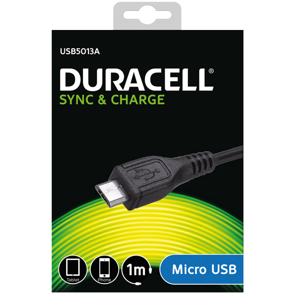 Duracell, USB zu Micro USB Kabel, schwarz, 1m