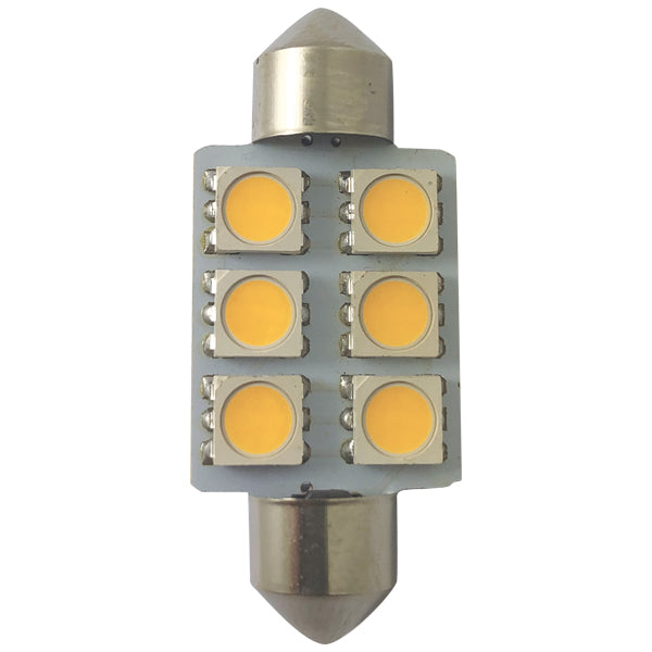 1852, LED-Pinol-Glühbirne 37mm 10-36Vdc, 2 Stück, 1.2 W, 2700K, 80 Lumen