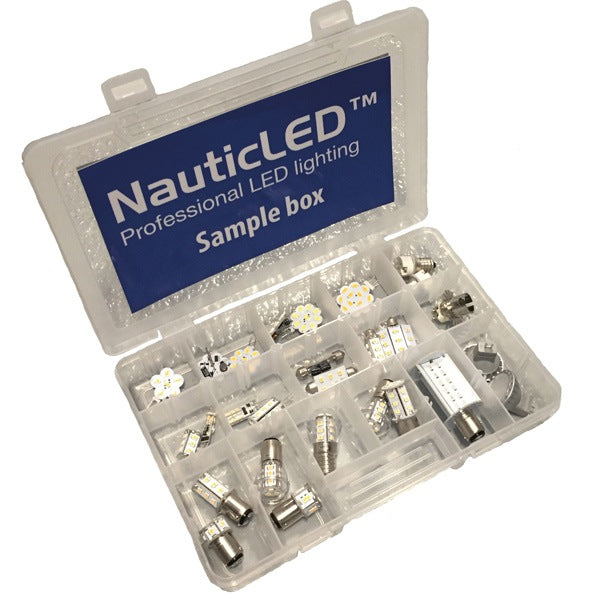 Nautecled, Musterbox mit 36 LED-Birnen und Adapter