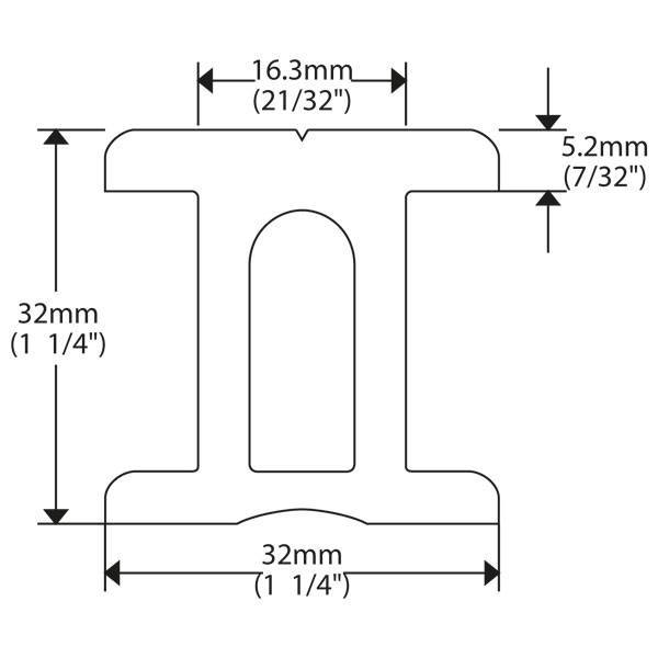 Ronstan, I-Track 32mm, 2m, Schwarz eloxiertes Aluminium