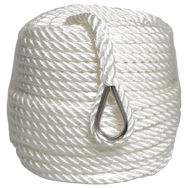 1852, Ankerleine 3-strängig Polyester Ø10mm 40m mit Edelstahlbacken, 1603 kg