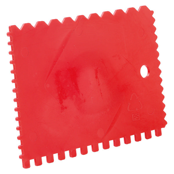 Zahnspachtel rot, 90x130 mm, 4-seitig verzahnt