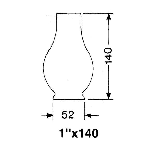 DHR, Lampenglas 1''' x 140mm, Ø 52,0mm