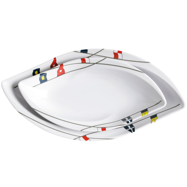 Marine Business, Regata Snack-Set oval 4 Stück, Melamin 25 x 12,8 cm